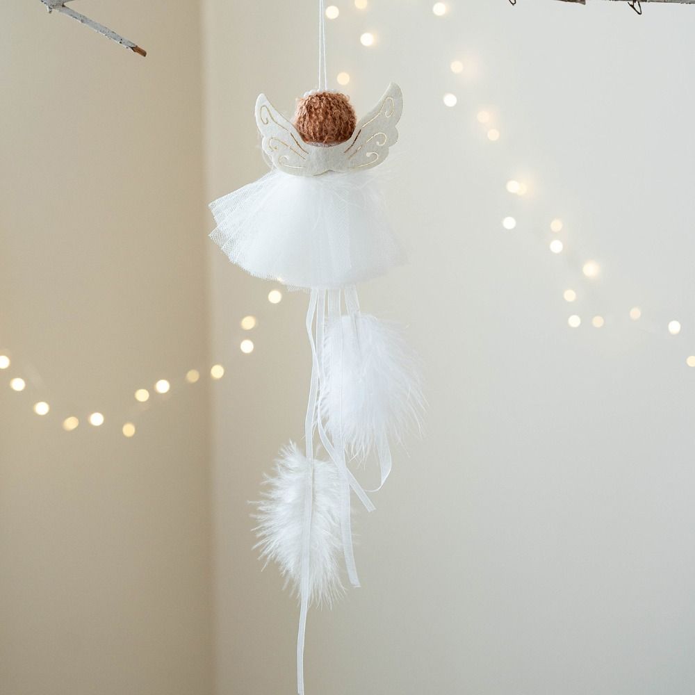 Feather Christmas Hanging Decorations Mesh skirt Angel Girl Doll  Party Supplies
