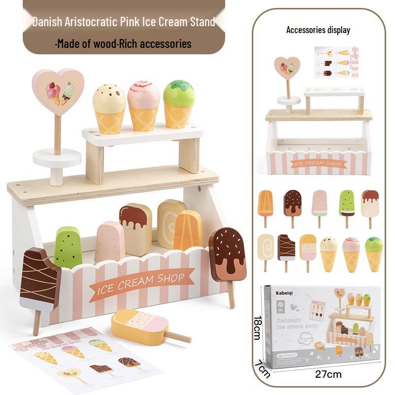 Wooden Danish Ice Cream & Tea Playhouse Toy for Kids & Parents