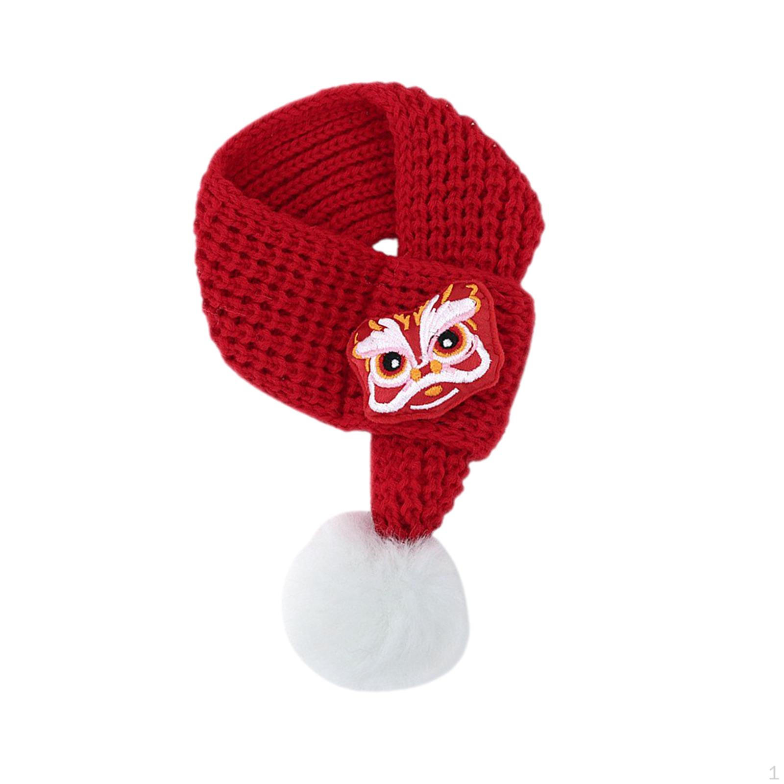 Cat Knit Scarf with Pompom Ball Warm Bandana Puppy Kitten Dog Pet Costume for Small S
