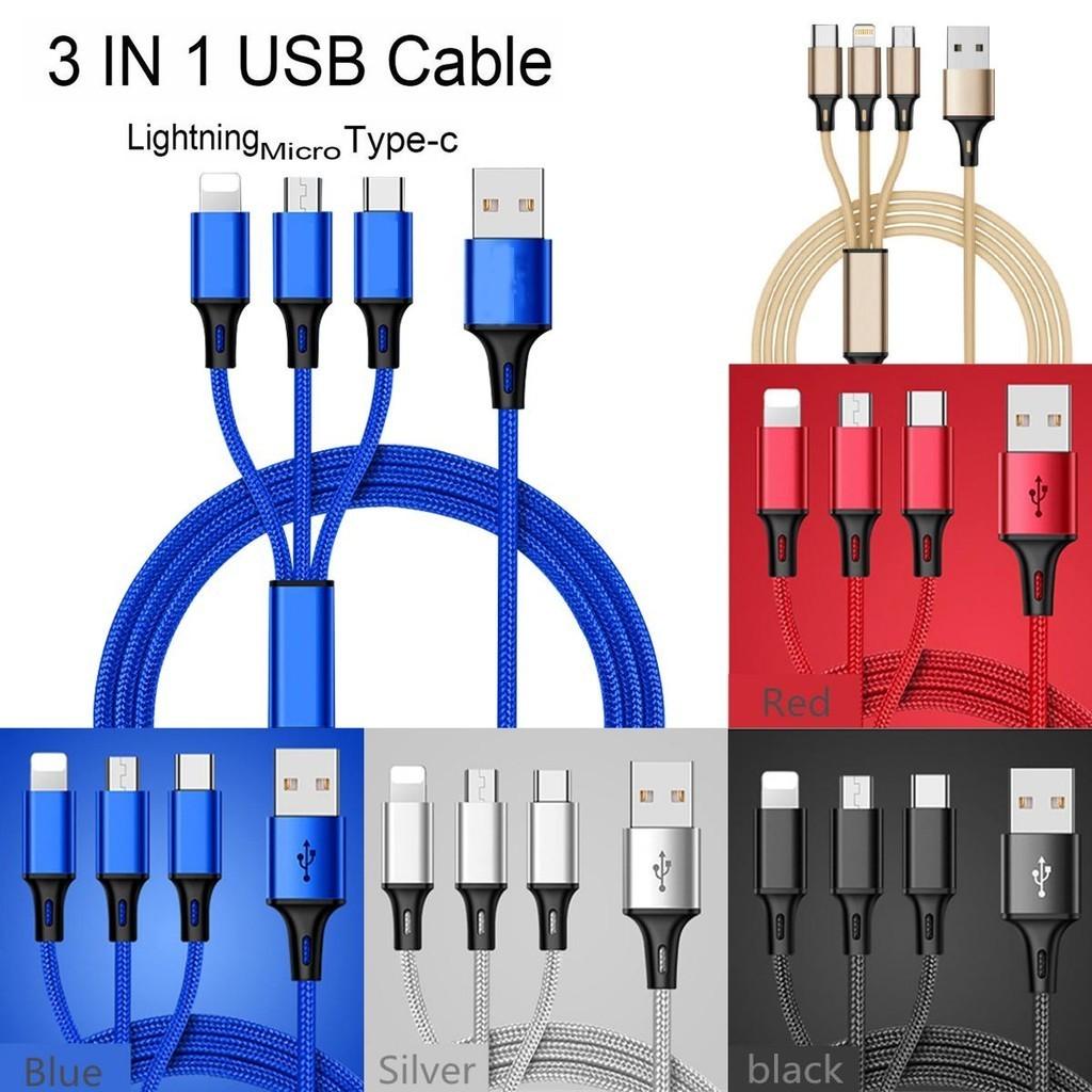 1.25m Fast Charging 3-in-1 Data Cable For Huawei Android Apple Wholesale