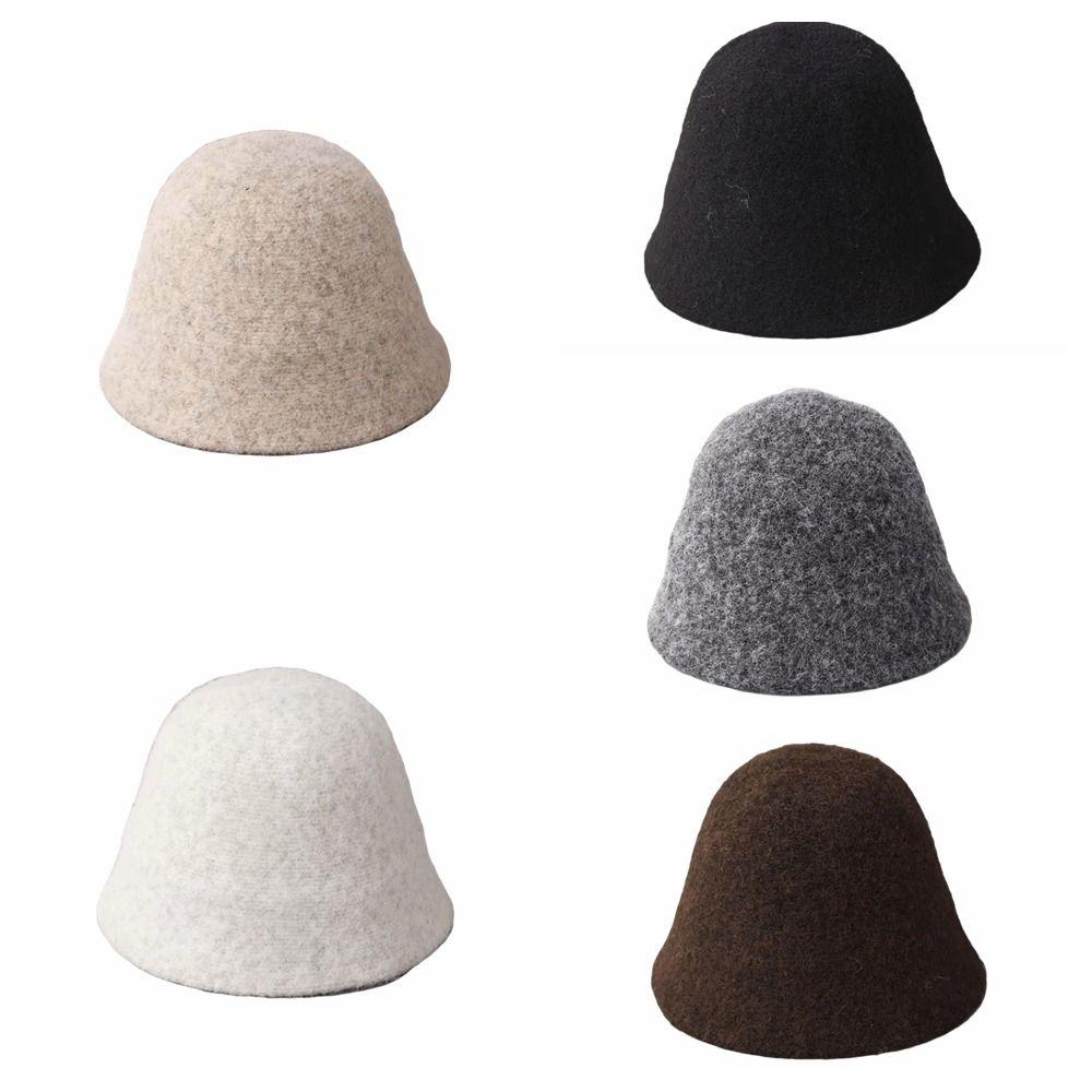 Windproof Wool Fisherman Hat Handcrafted Winter Warm Bucket Hat Sweet Knitted Beanie Autumn Winter