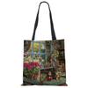 Customize Oil Painting Cat Print Womens Designer Tote Bags Linen Reusable Shopping Bag For Groceries Shoulder Bags for Lady 2020 Casually