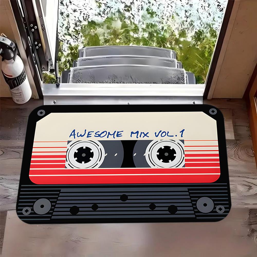 

Retro Cassette Tape Themed Area Rug,Awesome Mix Floor Mat Living Room Bedroom Music Studio Premium Non-Slip Carpet Decoration 40x60cm