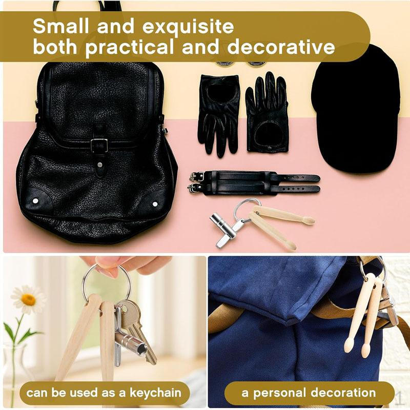 Drum Key Keychain with Mini Drumsticks Compact Percussion for Music Lovers Bag
