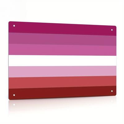1 stk Rosa Lesbisk Flagg WlW Pride Flagg Metall Blikk Skilt, Veggkunst Dekor for Hjem Gårdskontor Kafe Kaffebar Bar Pub Nattklubb