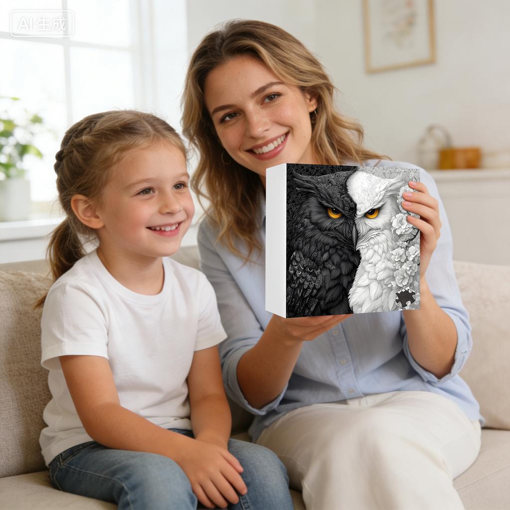 Puzzle For Adults, Black And Owl Flower Puzzle, Extremely Difficult Bird Puzzle, Animal And Flower Art Puzzle Aesthetics Challenge