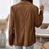 Giacca da completo in velluto a coste da donna 2025 - Stile europeo/americano Monocolore Autunno/Inverno Cardigan