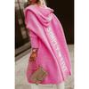Letter Hooded Cardigan Knit Sweater Women Autumn Winter Loose Long Sleeve Coat Long Knitted Jacket Pocket Overcoat Office Lady