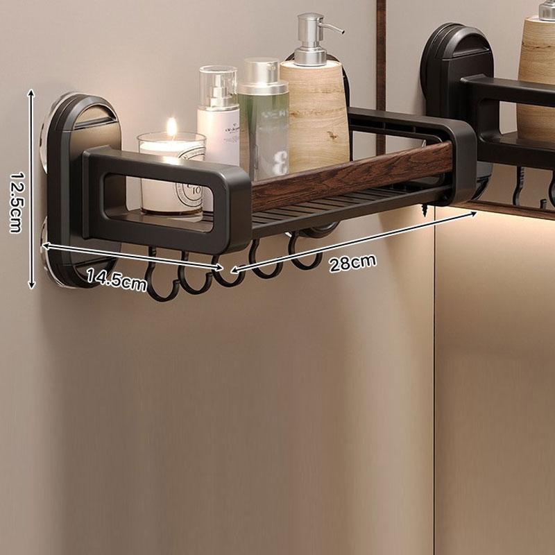 

Suction cup kitchen storage rack made of walnut wood multifunctional and non perforated wall mounted seasoning storage rack