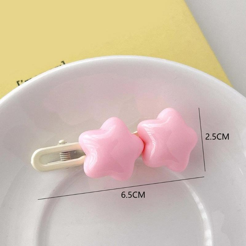 Y2k 90s Aesthetic Candy Color Star Hairpin for Woman Cute Duckbill Hair Clip
