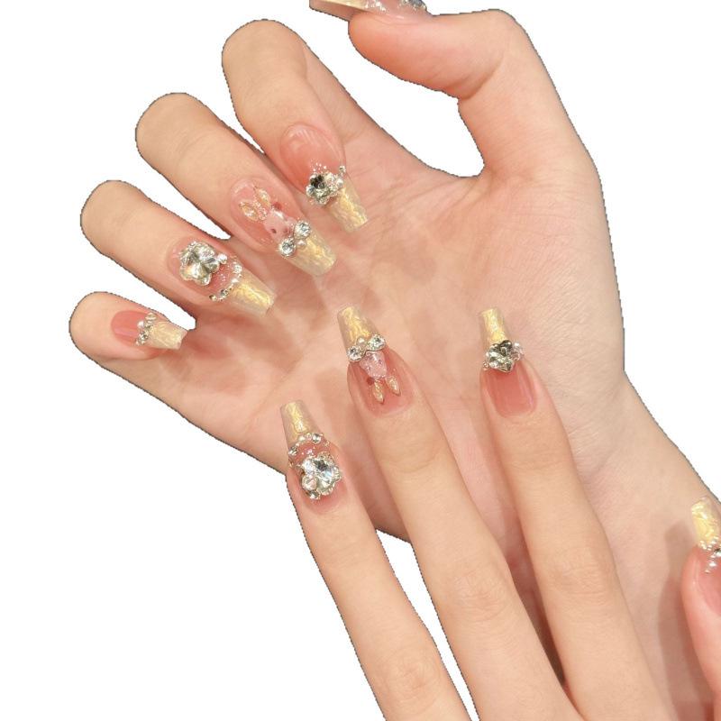 Rococo Rabbit Cartoon Bunny Blush French Stacked Diamond Handmade Wearable Nail Art Patches