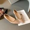 European and American flat-bottomed summer new shallow-mouth foot thick heel pointed rivet flat-heeled single shoes