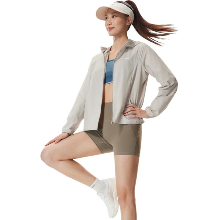 Li-Ning Plain Color Hooded Simple Comfortable Windbreaker Women outerwear AFDW464-2