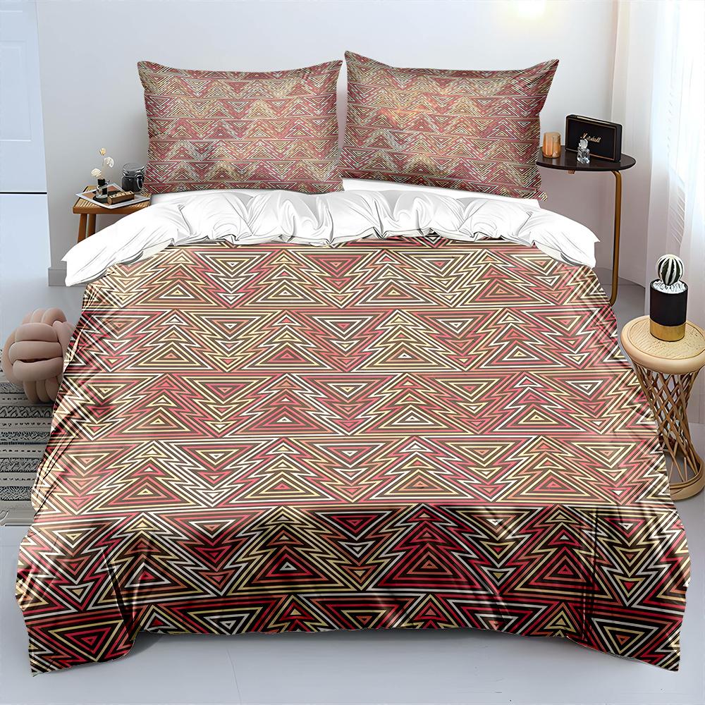 Repeating Triangular Geometric Pattern Print Soft Comfortable Duvet Cover Bedding Set Included 1*Duvet Cover  2*Pillowcases