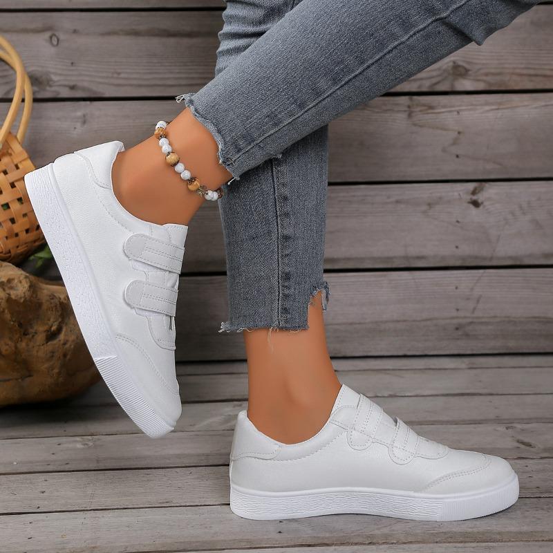 Pantofi Casual tip Board Albi cu Velcro pentru Femei, Primăvară-Toamnă, Încălțăminte Sport Versatilă pentru Studenți.