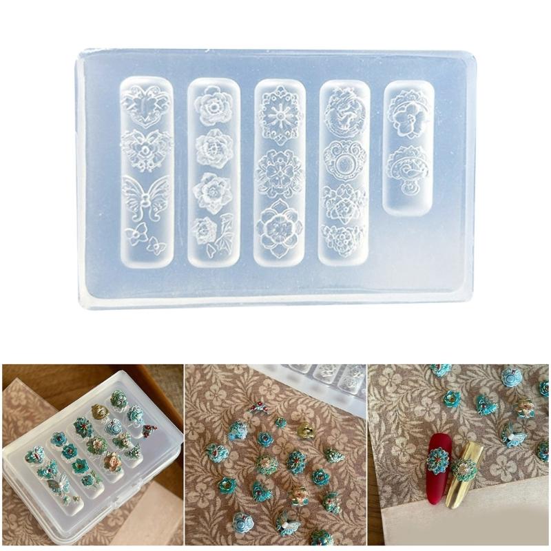 Multifunctional Nails Molds Styling Mold Flower Theme Nails Accessories Moulds Suitable for Accessories Enhancement