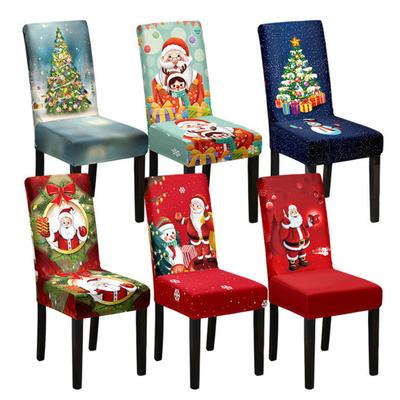 Christmas Chair Cover Dustproof Cartoon Santa Snowman Print New Year Party Decoration