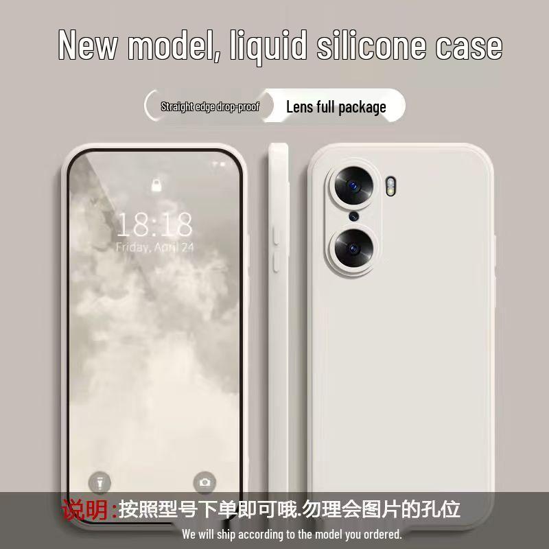 Compatible with Honor 60 Pro: Simple, Pure Color, Rubik's Cube Liquid Full-Wrap, Anti-Fall, Silicone Soft Case.