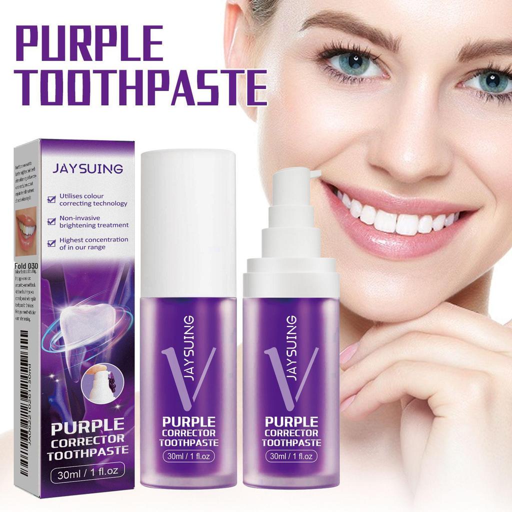 Jaysuing Purple Bright White Toothpaste: Whitens Teeth, Cleans Tartar & Plaque, Eliminates Bad Breath, Freshens Breath