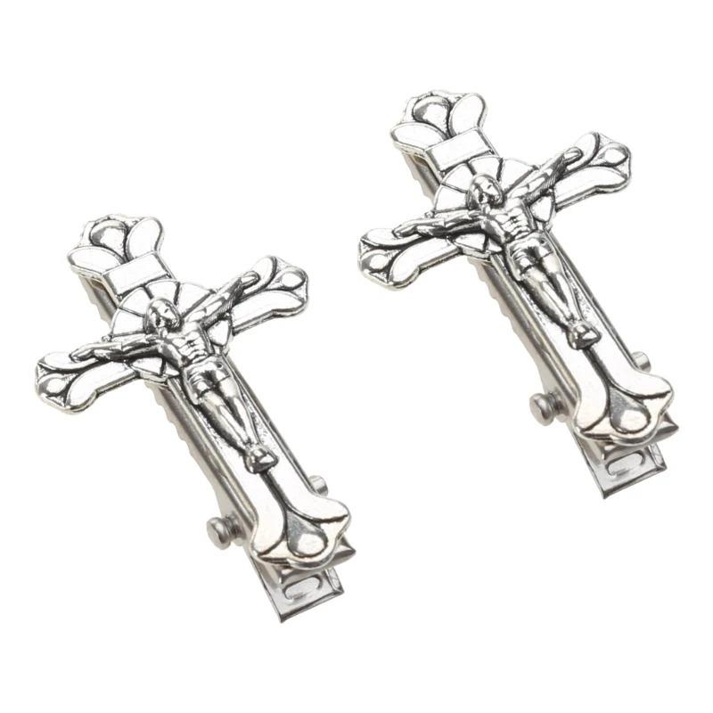 

заколка для волос в стиле панк для заколок для волос с перекрестием, модные боковые заколки для волос, головной убор для косплея, декоративная заколка для волос на Хэллоуин 2pcs серебряный