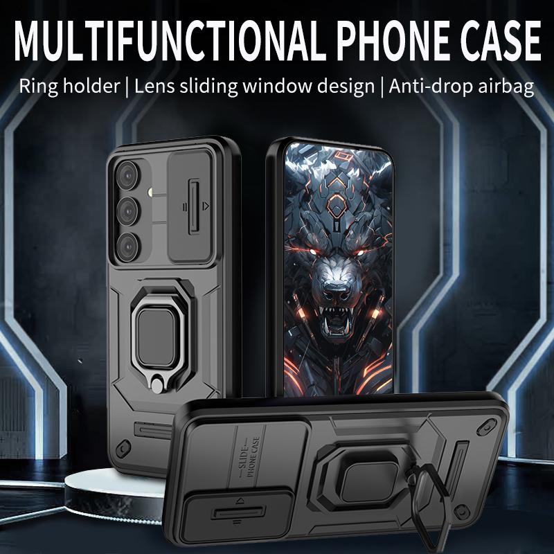 Armor Case For Samsung Galaxy S24 FE Ultra S23 Plus A15 A25 A35 A55 5G Protective Cover Ring Stand Holder Coque Fundas Capa