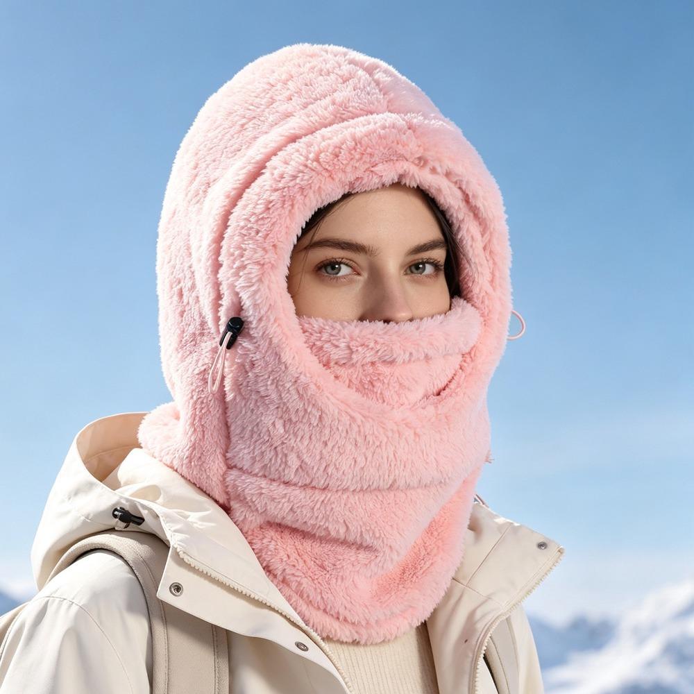 Solid Color Full Face Mask Hat Windproof Winter Hood Hat Cute Ear Protection Cap  Men Women