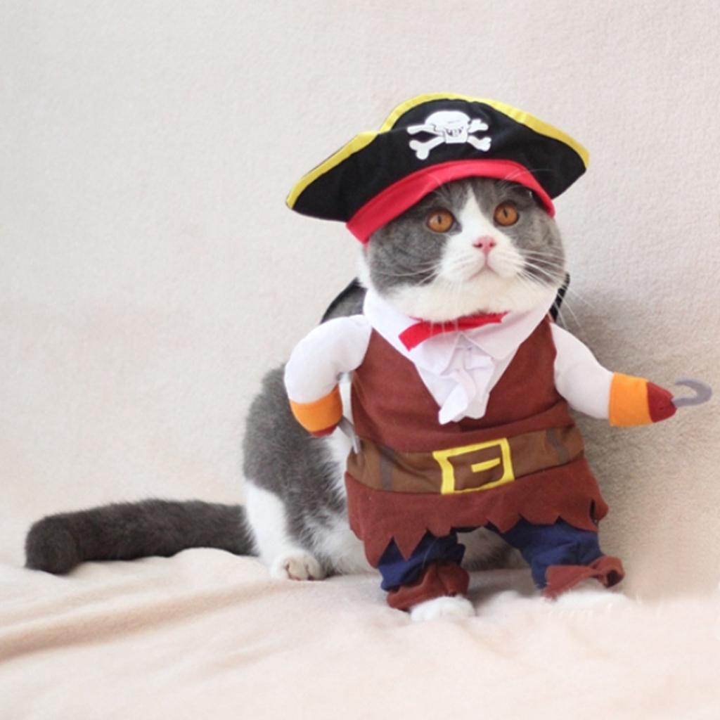 Polyester Cute Durable Pet Halloween Clothes Pirate Funny Costume Dress Up for Cats Dogs(S)