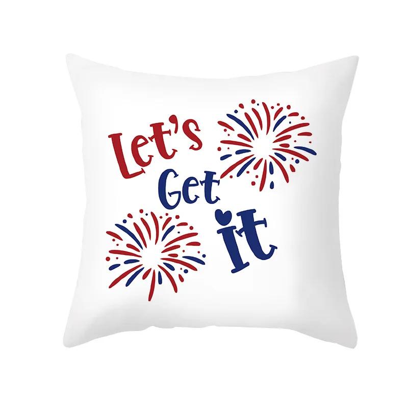 USA July 4th Independence Day Gifts Sofa Decor Throw Pillow Case Home Decorative Cushion Cover Fireworks Printed Pillows Cover
