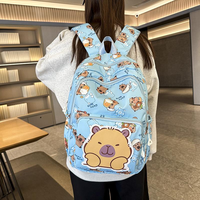 School bag New women's school bag Casual versatile trendy school bag Kapibara cartoon junior high school student back