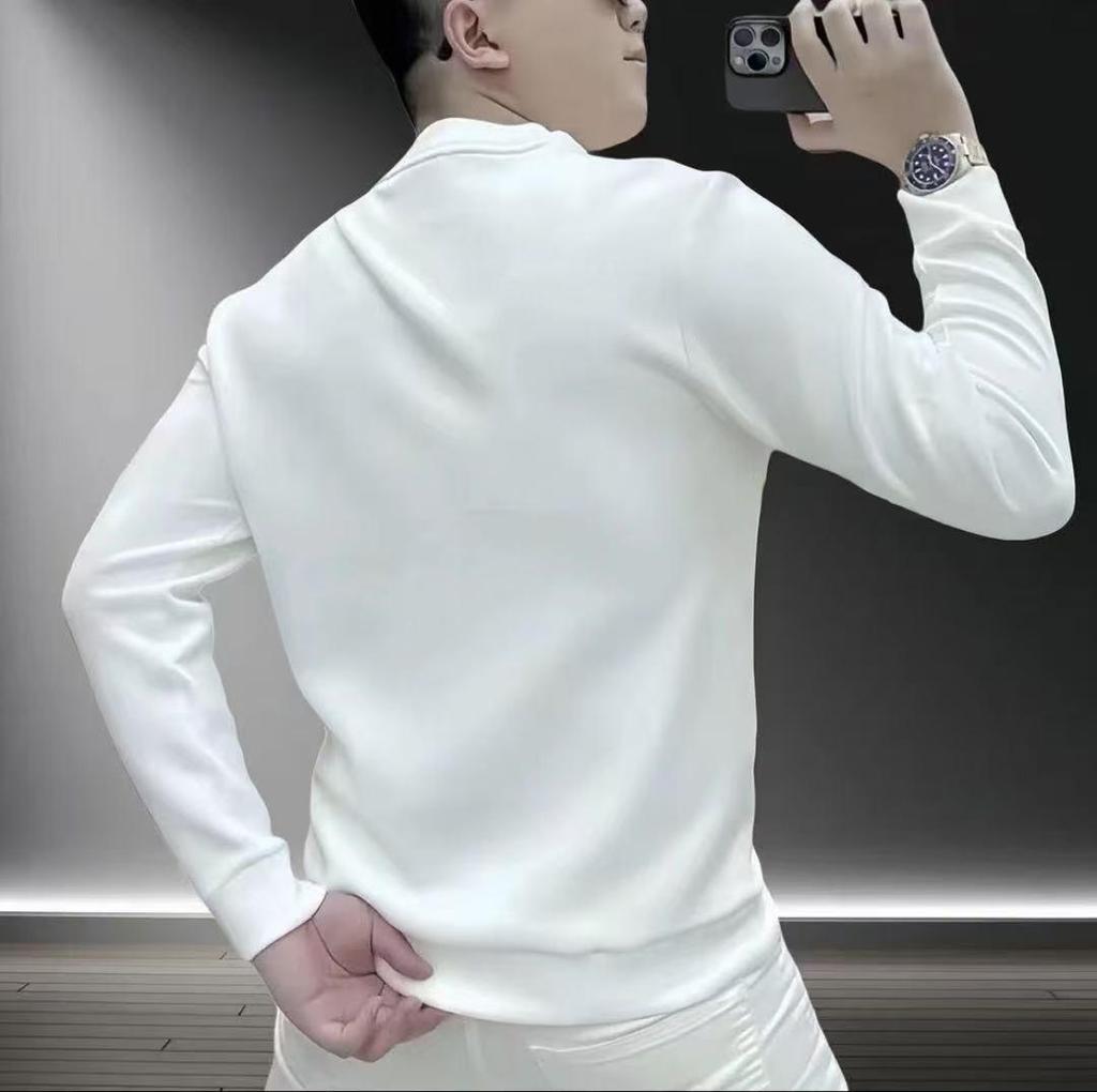 2026 Men's Year of the Horse Crewneck Hoodie: Trendy Winter Velvet Casual Long Sleeve Top