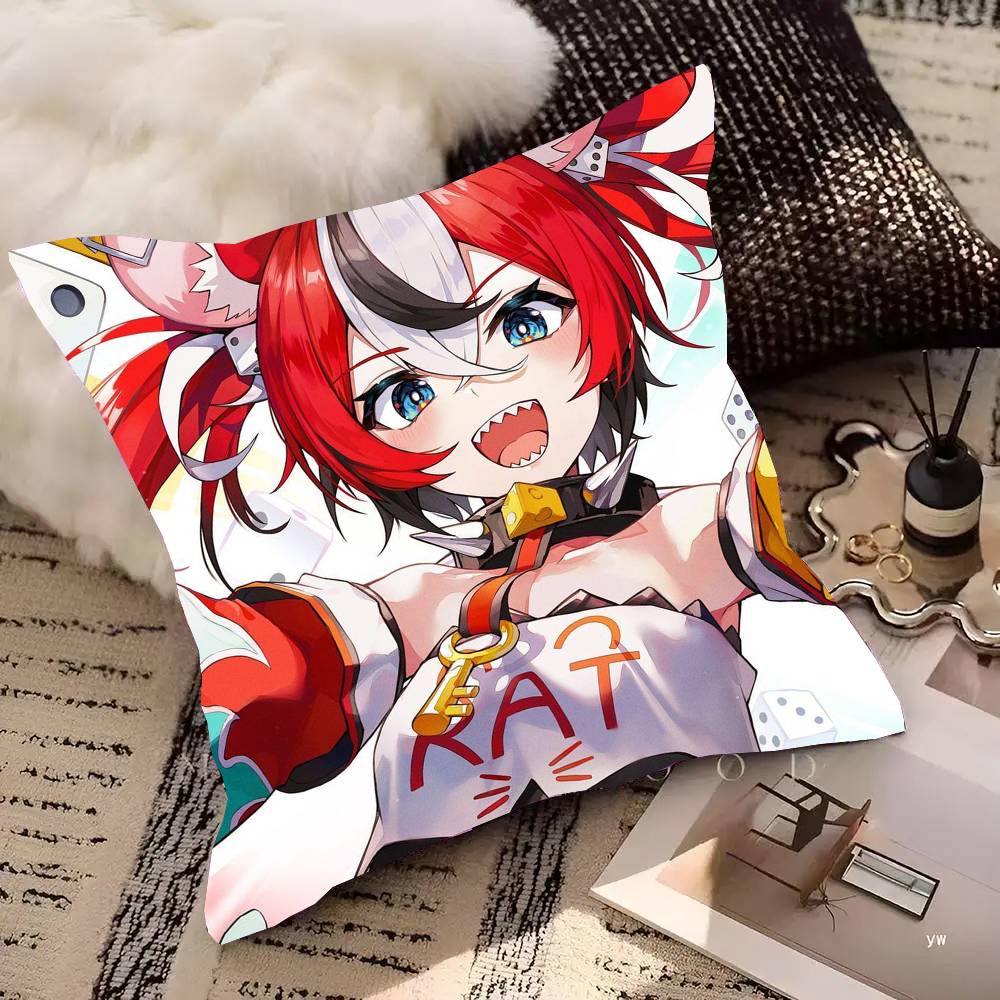 Anime H-Hakos Baelz Pillow Case Fashion Square Pillowcase Bedroom Sofa Room Ins Decoration Leisure