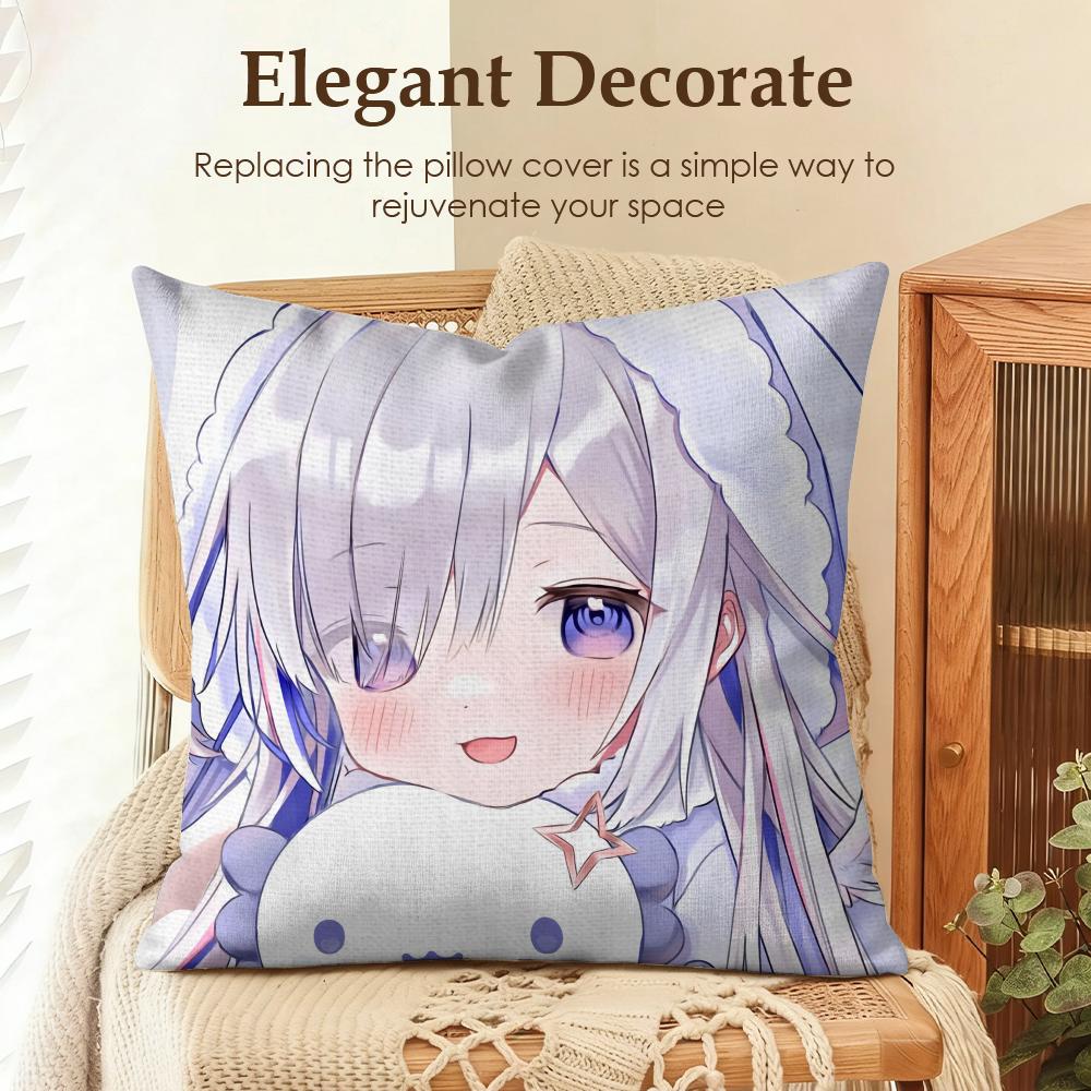 Amane KanataS Cute Cushion Cover Natural Linen Organic Fabric DoubleSided Printing Sofa Home Decor Gift Pillow Case