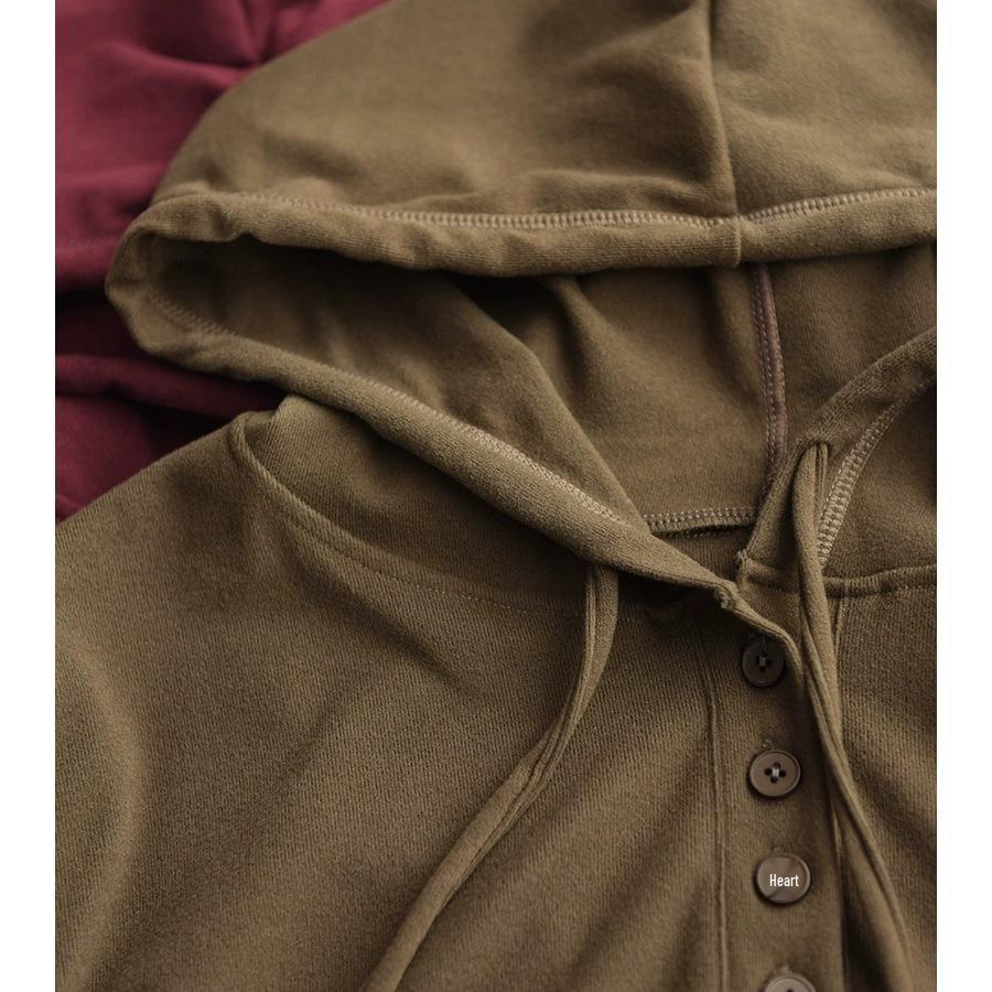 Yuanyuanmei Autumn Mickey Fleece Hoodie: Soft, Long Sleeve, Loose Fit, Slimming Pullover.