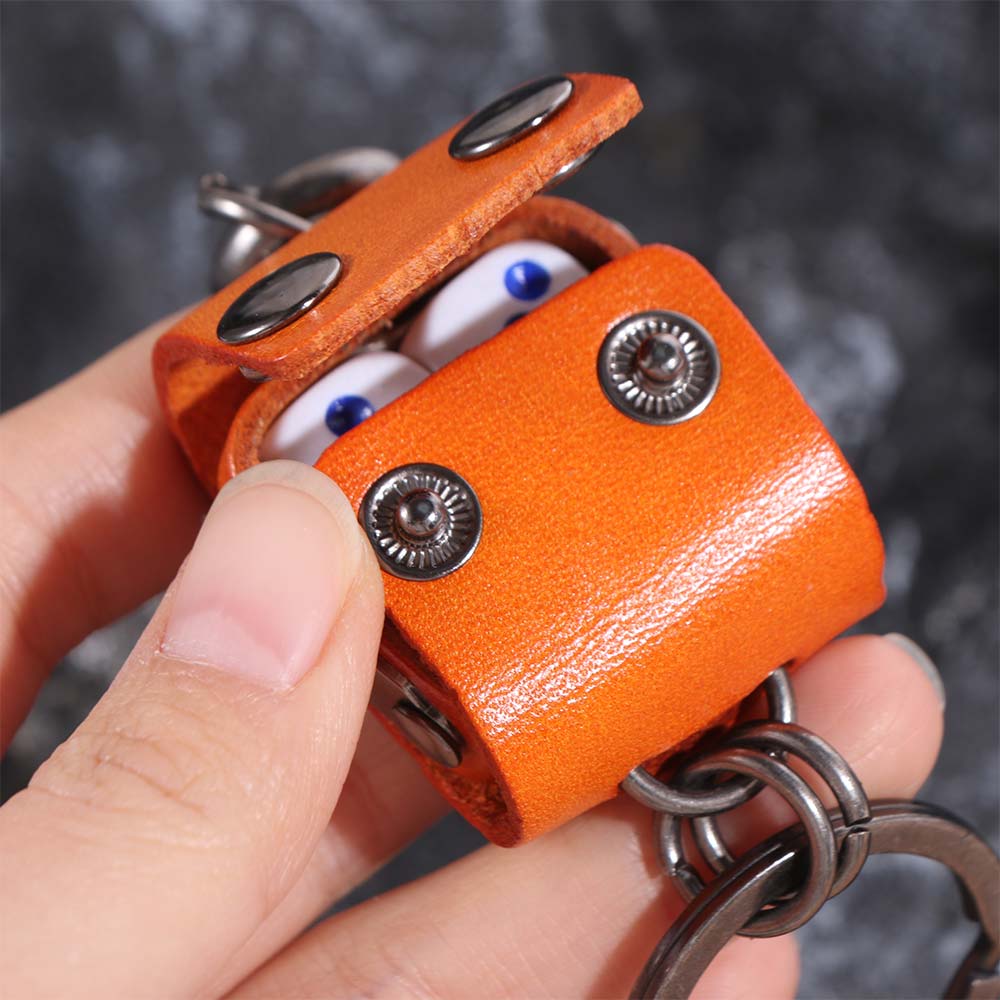 Zinc Zinc Alloy Dice Model Keychain Backpack Hanging Cool Cowhide Key Chain Dice Key Chain  Jewelry Gifts