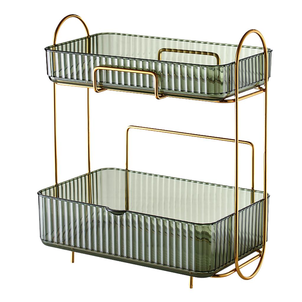 2 Etagen Badezimmer-Thekenorganizer mit herausnehmbarer Box Große Kapazität Make-up-Ablageregal für