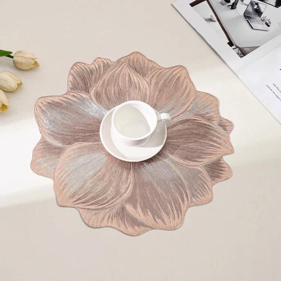 PVC Bordbrikker Lotus Sklisikker Skålunderlag Fortykket Varmebestandige Brikker for Kopper Skåler Vanntett Vaskbar Bordbeskyttere Hotell Hjem Spisedekor