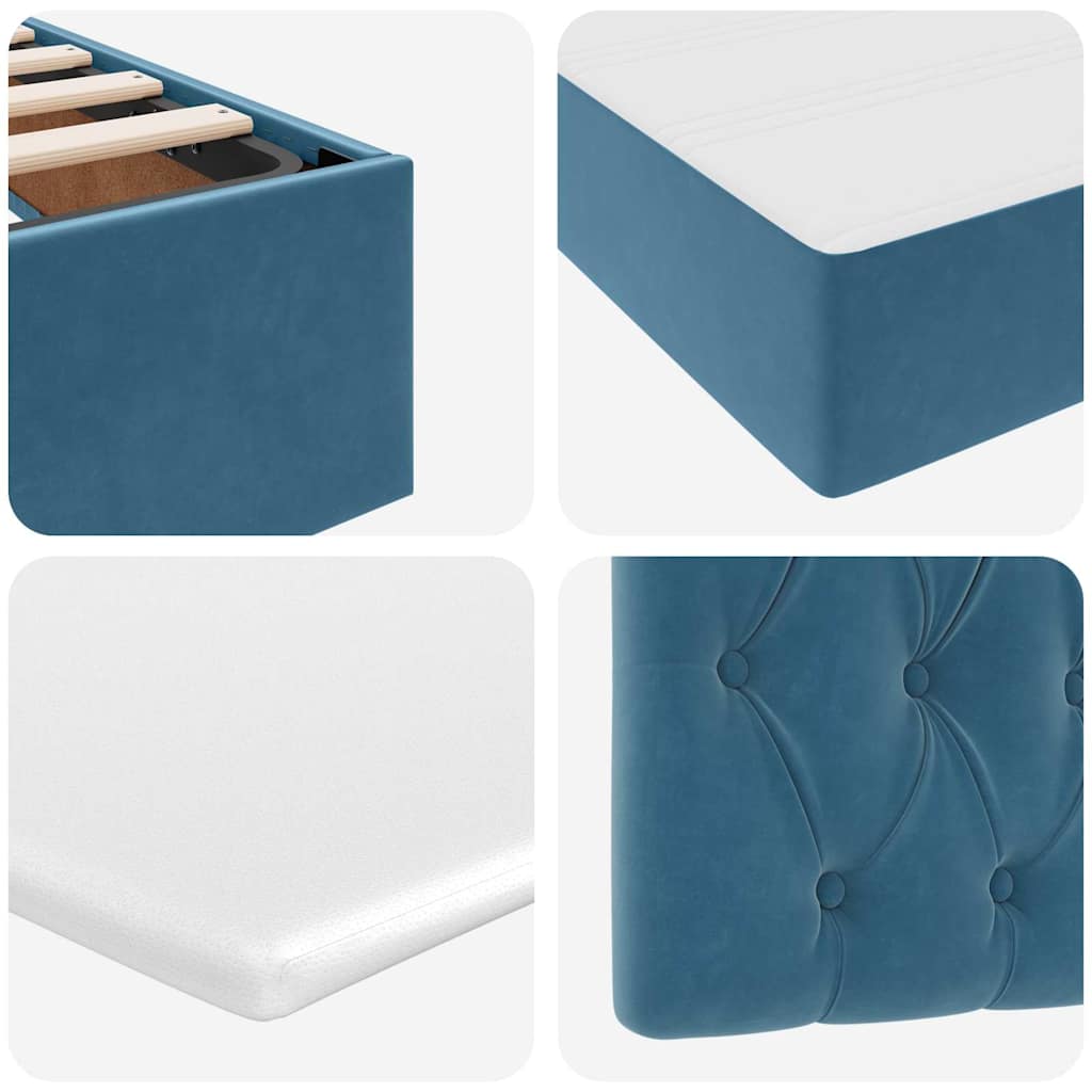 Storage Bed with Mattress Dark Blue 200 x 200 cm Velvet