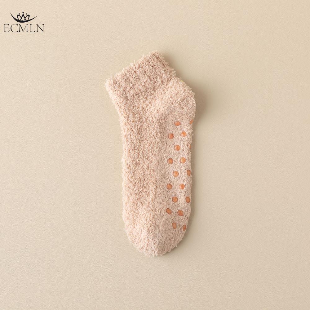 

Жіночі однотонні шкарпетки з крапками з коралового флісу. Жіночі зимові товсті оксамитові товсті нековзкі шкарпетки на підлогу. one size коричневий