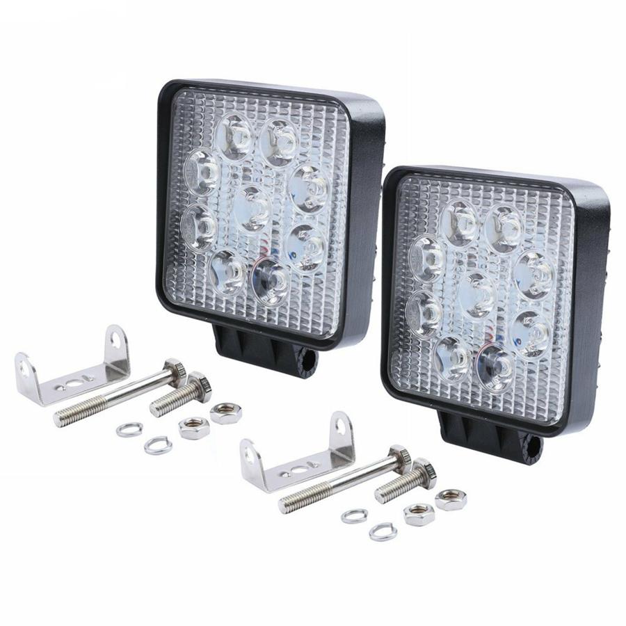 Pair 4.5Inch 9LED 45W 6500K Aluminum Square LED Work Light Fog Driving Lamp Offroad SUV Spotlight Bar Boat