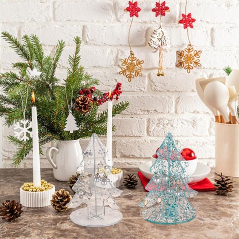 Acrylic Earrings Organizer Christmas Tree Earring Stand Jewelry Presentation Rack Ear Rings Holder for Women Girls