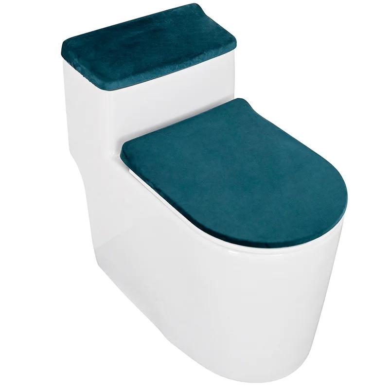 Velvet Toilet Lid Cover and Toilet Tank Lid Cover 2-Piece Set Soft Thickened Elasticity Universal Toilet Cushion for Home Hotel