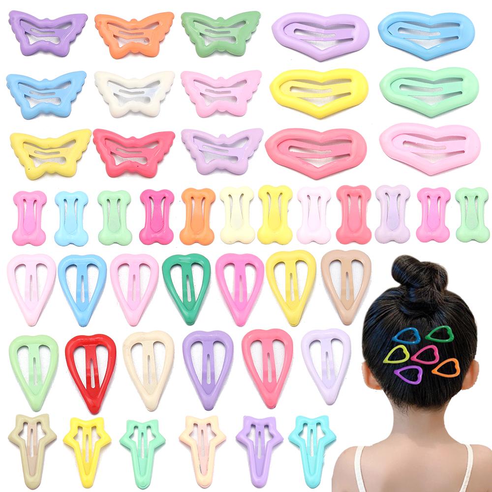 20-40Pcs/Lot Mix Colorful Metal Hairgrip Girls Snap Hair Clips For Children Baby Hair Accessories Women Barrettes Clip Pins
