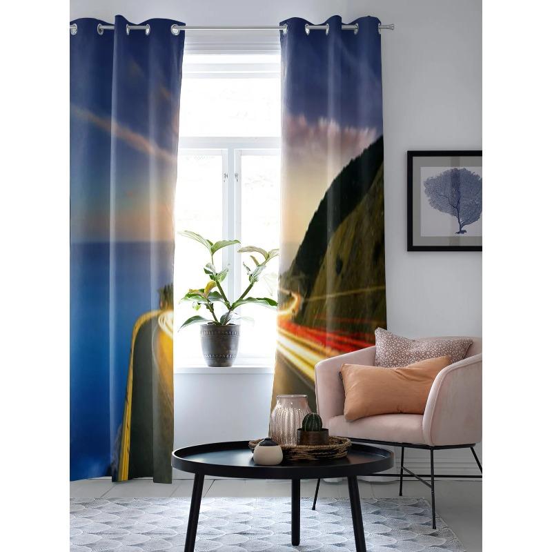 Highway At Sunset Fenstervorhang für Kinderzimmer Heim Jalousien Vorhänge für Wohnzimmer Schlafzimmer Fensterdraperien