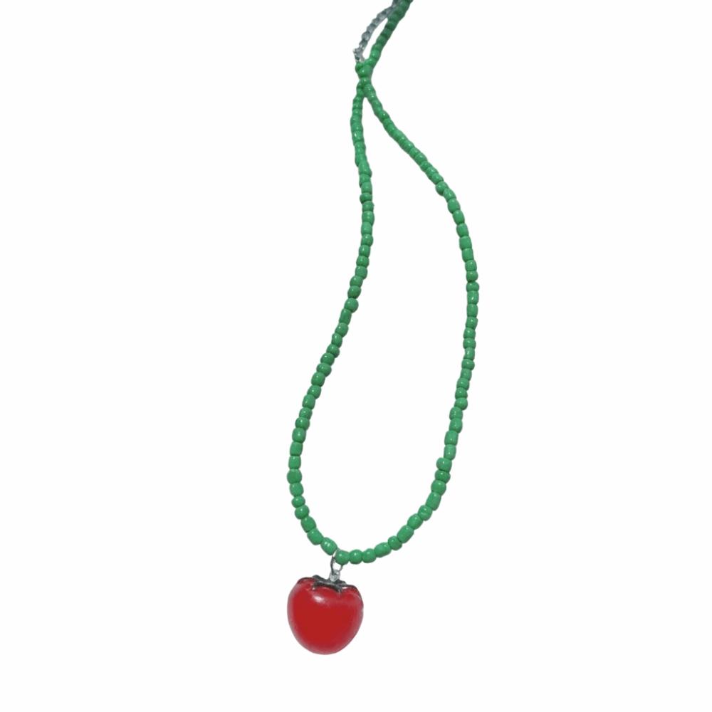 Lemon Dopamine Bead Necklace Watermelon Y2K Clavicle Chain Cute Fresh Fruit Necklace  Women