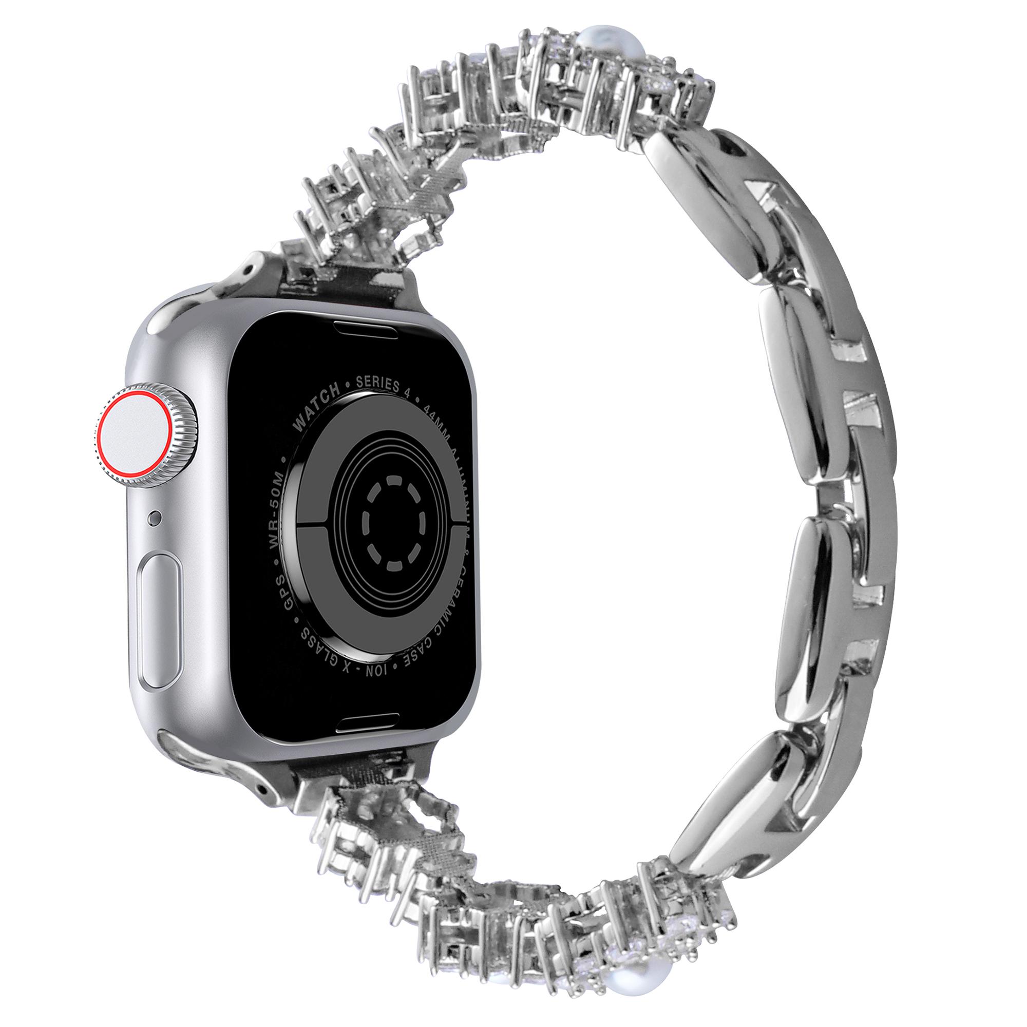 

Watch Band For Apple Watch Series 11 10 42mm/9 8 7 41mm/SE3 SE2 SE 6 5 4 40mm/3 2 1 38mm Metal Sparkling Pearl Bracelet Strap B