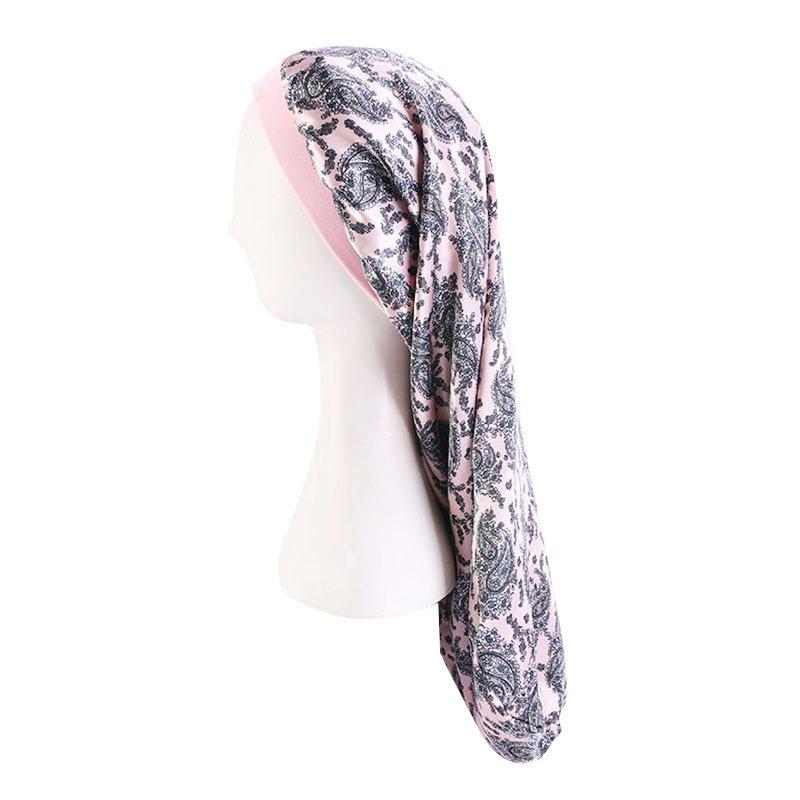 Luxurious Silk Satin Night Sleep Cap Bonnet Hat For Women With Long Curly Hair