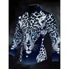 New Black Skeleton Mandala Floral Print Men's Long Sleeved Shirt with Dark Retro Style Slim Casual Shirt