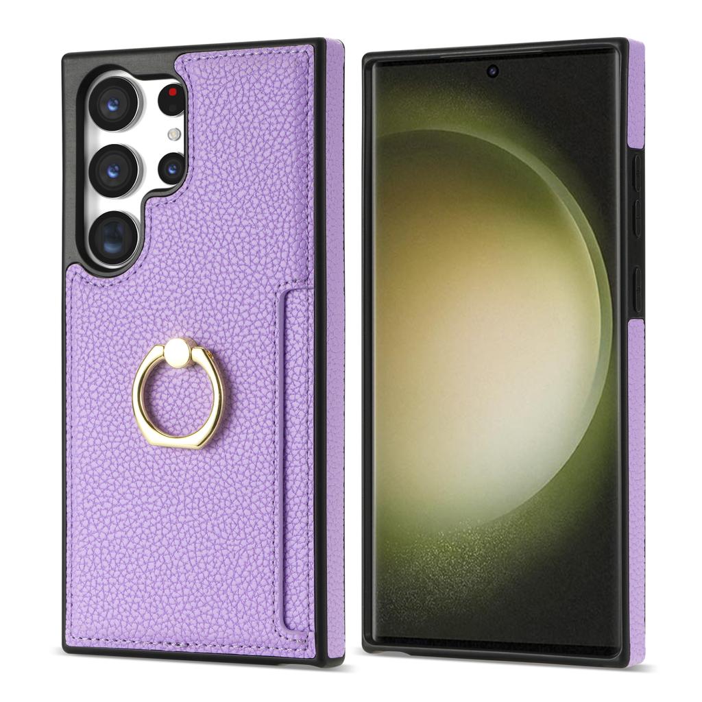 Leather Case For Samsung Galaxy S25 Edge S24 Ultra S23 Ultra S22 Plus S21 FE A54 A14 A53 A13 Ring Holder Cards Solt Phone Cover