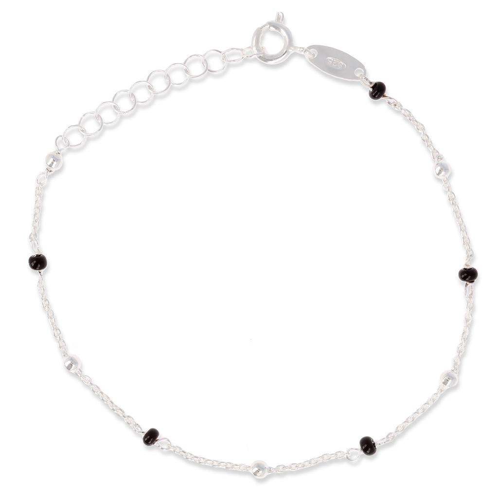 Les Trésors De Lily [Q2868] - Bracelet argent 'Boho' noir argenté - 2 mm