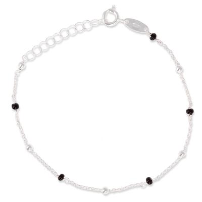 [Q2868] - Silberarmband 'Boho' schwarzsilber - 2 mm